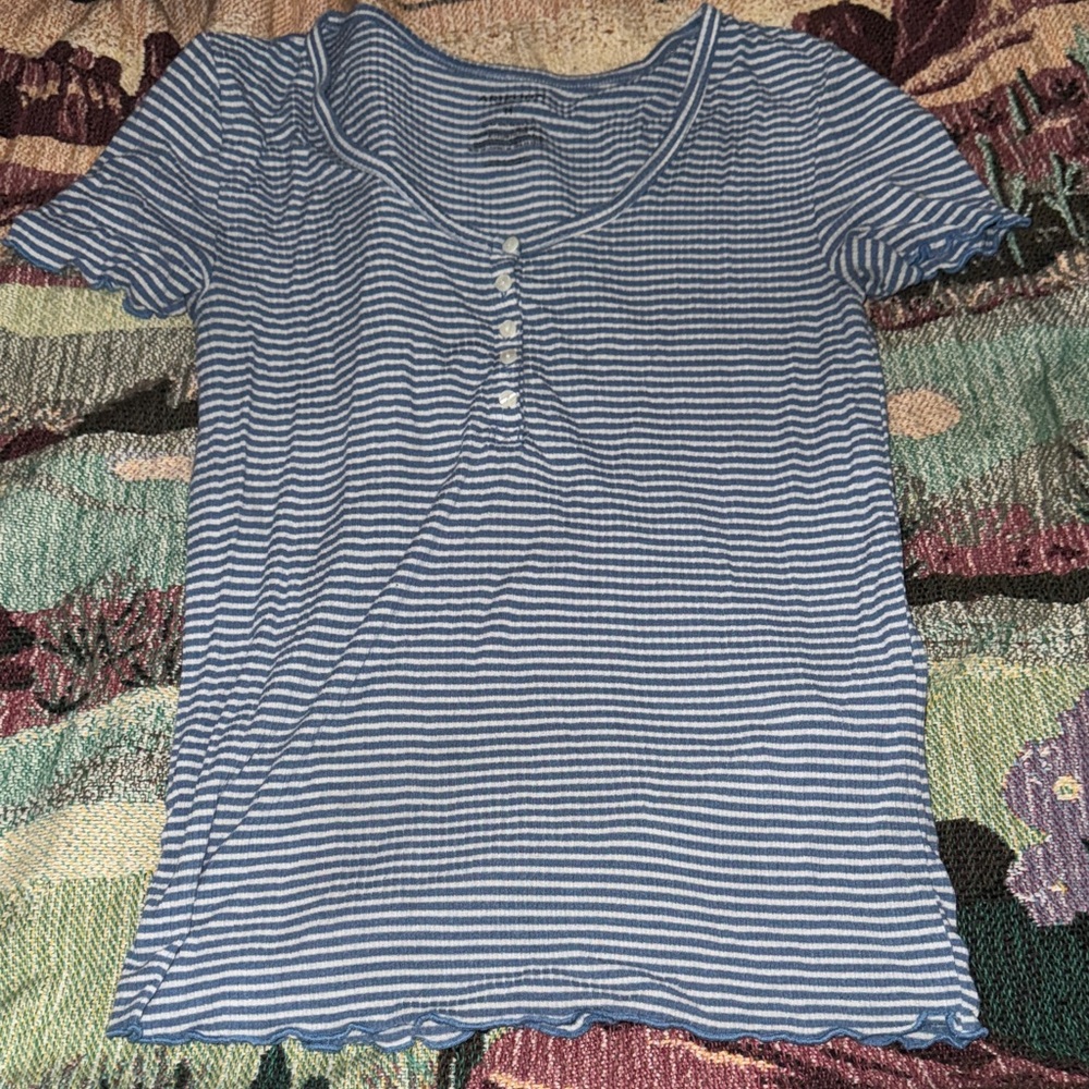 Arizona Jean Company Blue Striped Button Down Shirt